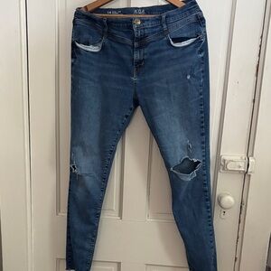 a.n.a Women's Distressed Blue Skinny Jeans